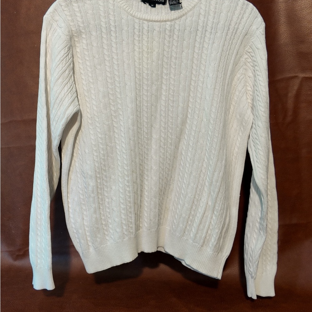 Wainscot White Ribbed Knit Sweater